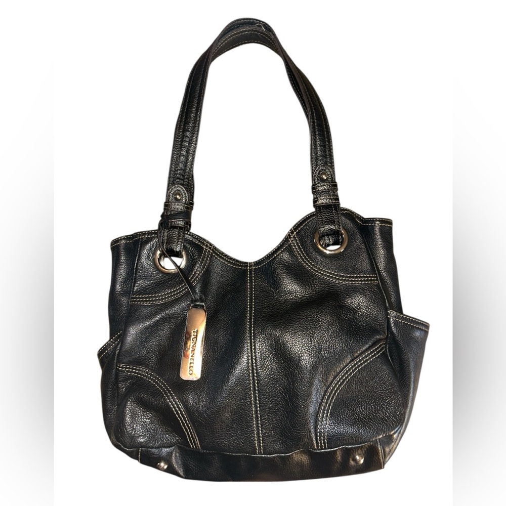 Tignanello Pebbled Leather Shoulder Bag Black